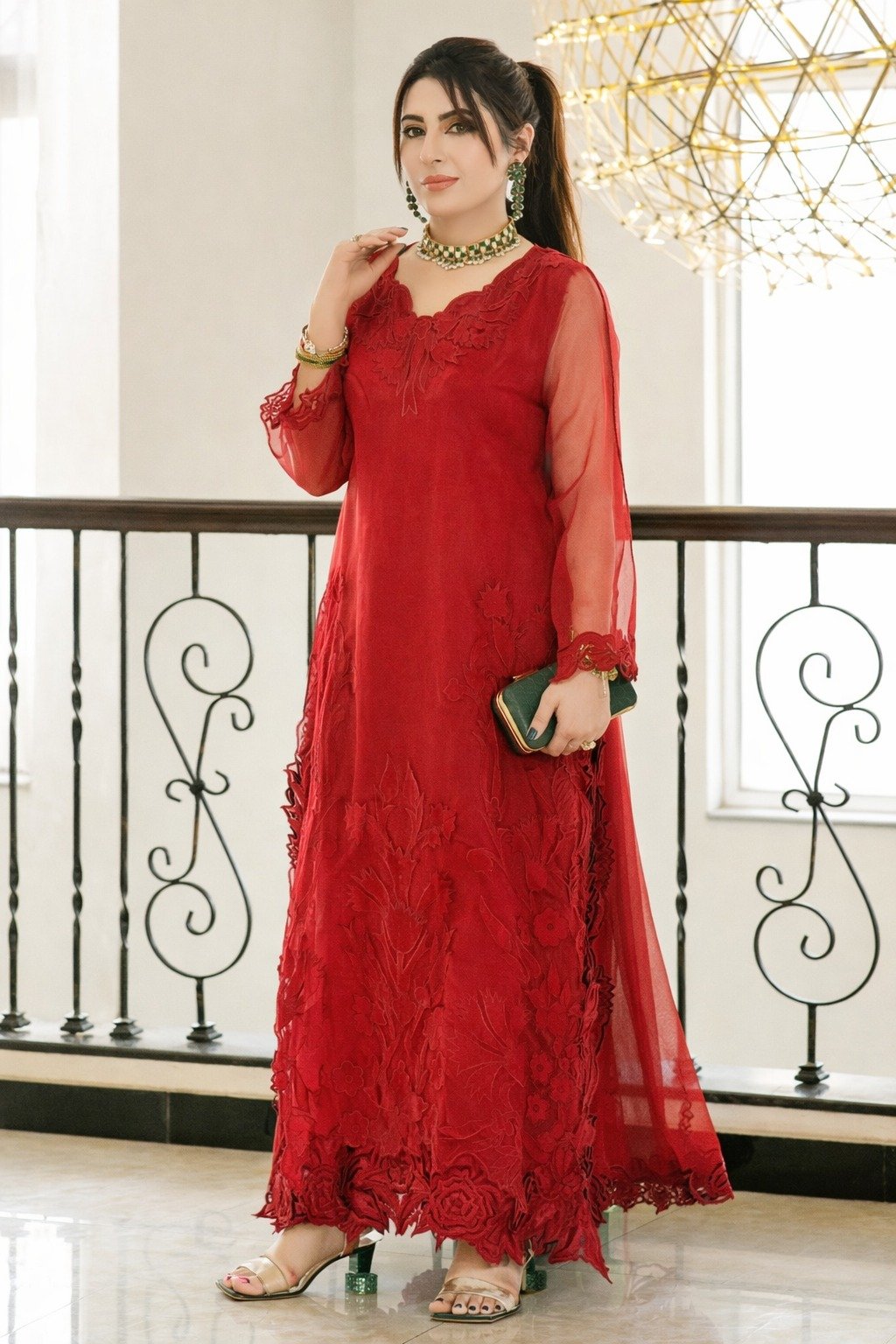 Zarqash Eid Farshi Double Shirt – Luxury Appliqué Outfit gallery image #1