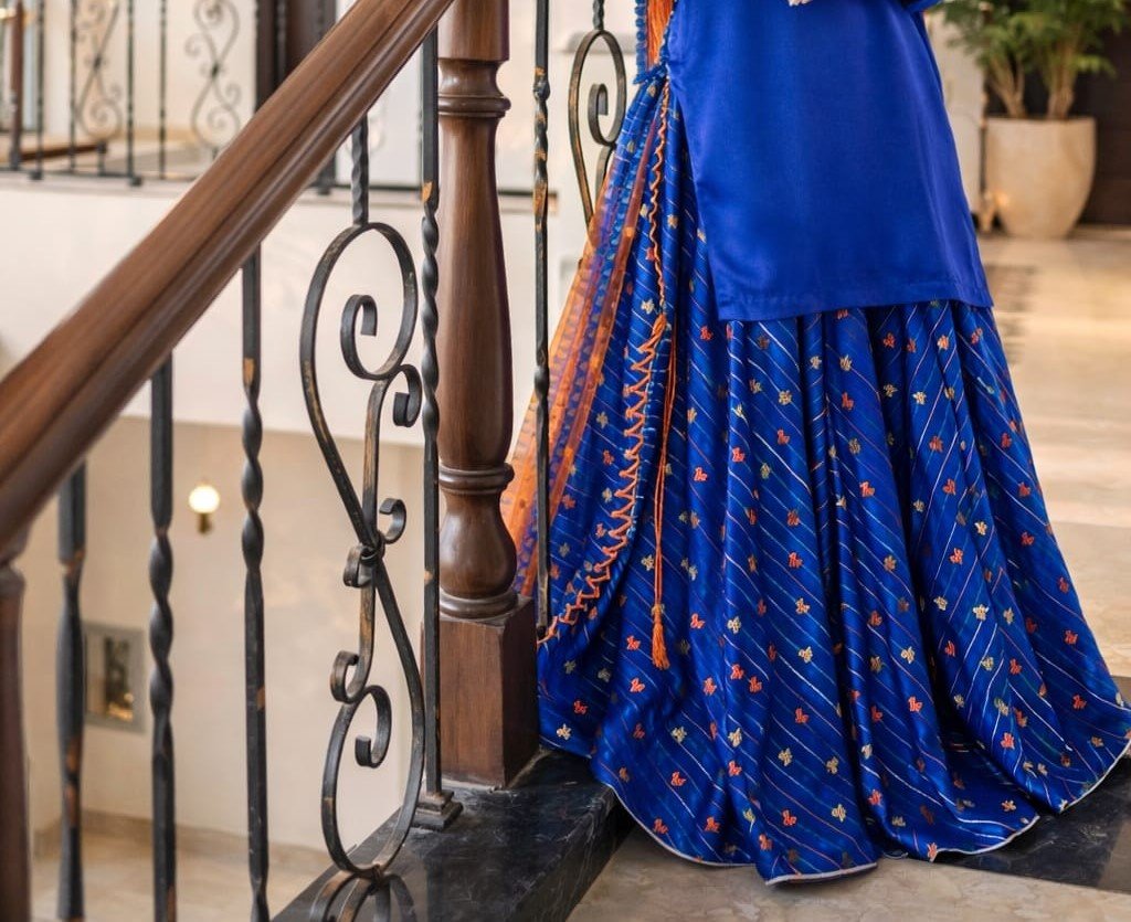 Eid Glam Sharara Suit – 3 PC Festive Wear (Blue) gallery image #3