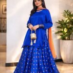 Eid Glam Sharara Suit – 3 PC Festive Wear (Blue) gallery image thumbnail #1