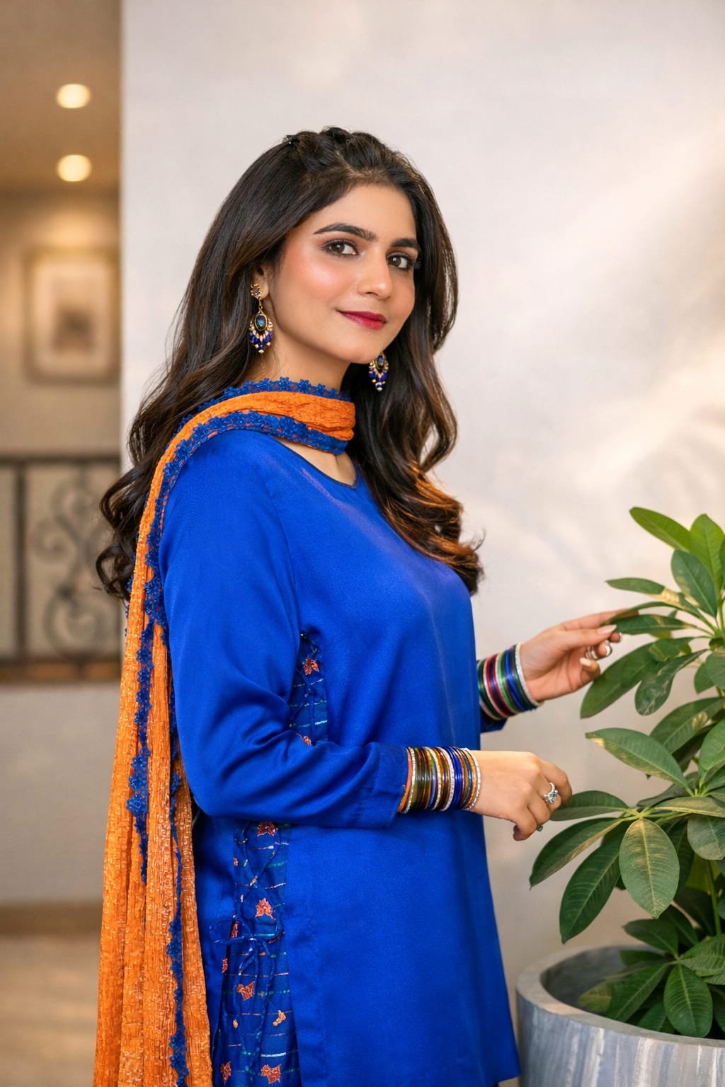 Eid Glam Sharara Suit – 3 PC Festive Wear (Blue) gallery image #2
