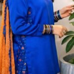 Eid Glam Sharara Suit – 3 PC Festive Wear (Blue) gallery image thumbnail #4