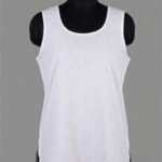 Ready to wear sleeveless white lawn camisole with round neck. gallery image thumbnail #1